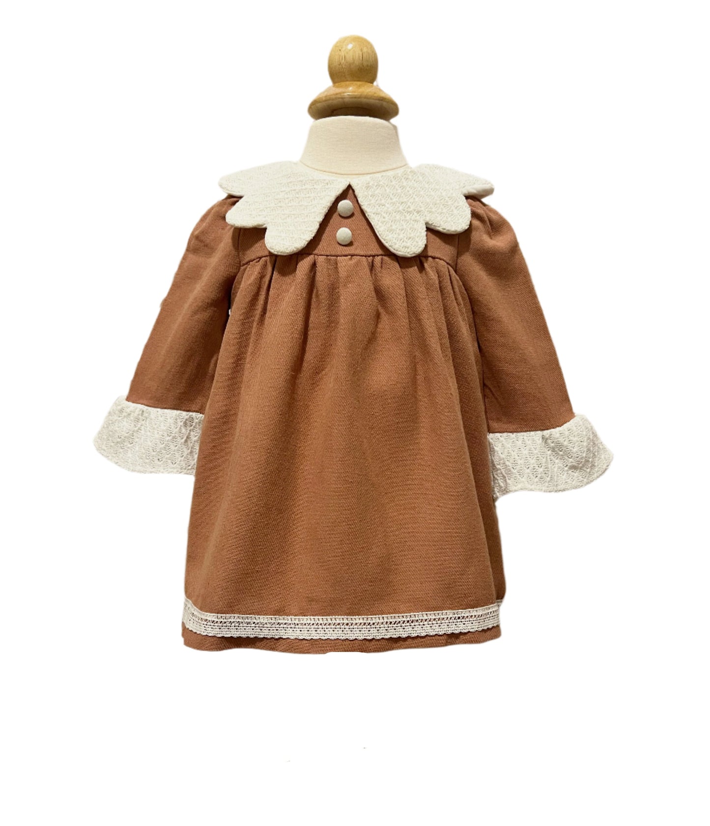 Lace Collar Smock Brick Dress