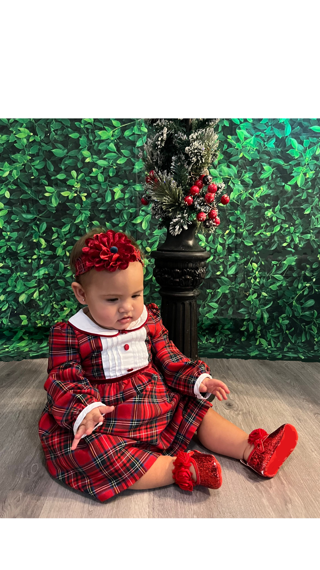 Christmas Plaid Dress with Headband